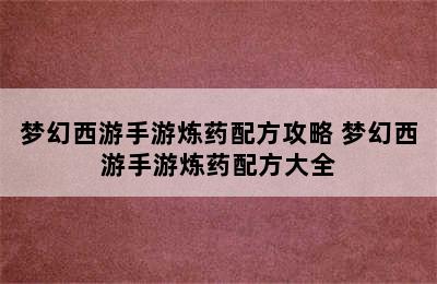 梦幻西游手游炼药配方攻略 梦幻西游手游炼药配方大全